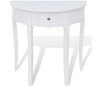 ""SALE 2026""Table d’Appoint de Salon - Cabinet salon - design élégant Blanc - Table console avec tiroir Demi-ronde Blanc 10.5 Kg 7909