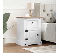 ""SALE 2026"" Table de nuit Blanc - Table de chevet Gamme Corona pin mexicain Blanc 53x39x67cm PRO776667506