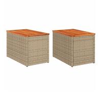 ""SALE 2026""Tables d'appoint de jardin/Console de jardin - WINWIN - Table salle balcon - 2 pcs beige rotin bois massif 9.4 Kg 7418855