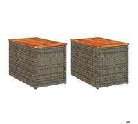 ""SALE 2026""Tables d'appoint de jardin/Console de jardin - WINWIN - Table salle balcon - 2 pcs gris rotin bois massif 9.2 Kg 1313474