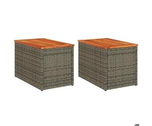 ""SALE 2026""Tables d'appoint de jardin/Console de jardin - WINWIN - Table salle balcon - 2 pcs gris rotin bois massif 9.2 Kg 1313474