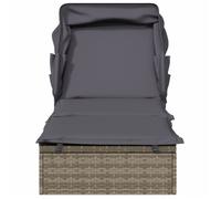 ""Sale 2026"" Transat de jardin - burke - Chaise longue - avec toit pliable gris 213x63x97 cm résine tressée Cc1283