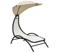 ""SALE 2026""Transat de soleil/plage - Chaise longue avec auvent crème 167x80x195cm tissu et acier,167x80x195cm 19.25 Kg 5027986