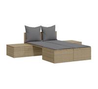 ""SALE 2026""Transat de soleil/plage - Chaise longue double avec coussins beige - Résine tressée,104x162x30cm 27.6 Kg 5796116