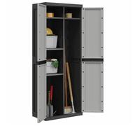 ""SALE d'hiver"" Armoire de rangement - BURKE - Meuble haute - pour jardin - gris et noir 65x37x165 cm PP AA243