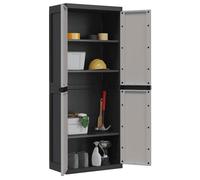 ""SALE d'hiver"" Armoire de rangement - BURKE - Meuble haute - pour jardin - gris et noir 65x37x165 cm PP AA244