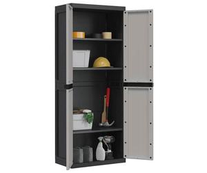 ""SALE d'hiver"" Armoire de rangement - BURKE - Meuble haute - pour jardin - gris et noir 65x37x165 cm PP AA244