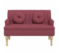 ""SALE d'hiver"" Banc d'entrée/salon - SOLOMON - 1-2 Place - avec coussins rouge bordeaux 113x64,5x75,5 cm - tissu bb650