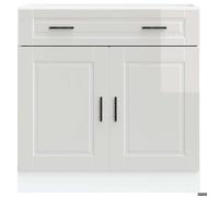 ""SALE d'hiver"" Placard/Armoire de cuisine - mango - avec rangement - Porto blanc brillant bois ingénierie EU433