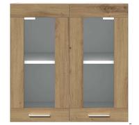 ""SALE d'hiver"" Placard murale cuisine - mango - Armoire Suspendue - ""Lyon"" avec porte vitrée - Chêne artisanal 60 x 31 x 60 cm EU846