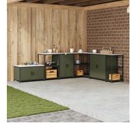 SALE ELEMENTS Cuisine - Meuble de rangement de cuisine - Meuble Colonne Meuble Haut de cuisne avec étagère Vert olive Acier