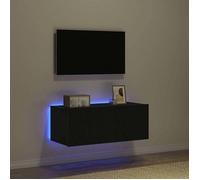 ""SALE Janvier"" MODERNE Armoire multimédia - MGH - Meuble TV/HIFI - Montage mural - Chêne noir 80x35x31 cm - bois d'ingénierie TT4855