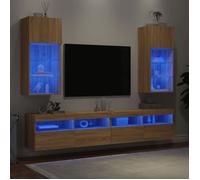 ""SALE Janvier"" MODERNE Armoires TV - MGH - Meubles TV 2 pcs - Pour salon - avec lumières LED - chêne sonoma 40,5x30x90 cm TT4290