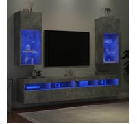 ""SALE Janvier"" MODERNE Armoires TV - MGH - Meubles TV 2 pcs - Pour salon - avec lumières LED - gris béton 40,5x30x90 cm TT4291
