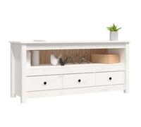 ""SALE Janvier"" MODERNE Cabinet TV - MGH - MEUBLE TV/HIFI - Avec rangement - Blanc 114x35x52 cm - Bois de pin massif TT1024