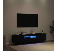 ""SALE Janvier"" MODERNE Cabinet TV - MGH - MEUBLE TV/HIFI - Avec rangement - Noir 160x35x40 cm - Bois d'ingénierie TT1884