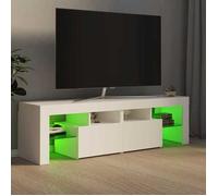 ""SALE Janvier"" MODERNE Table TV - MGH - Buffet TV - MEUBLE HIFI - avec lumières LED - Blanc 140x36,5x40 cm TT5352