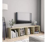 ""Sale juillet""Bibliothèque/meuble TV - vidaXL - bois d'ingénierie - chêne sonoma - avec 4 compartiments - 143 x 30 x 36 cm bpn34l