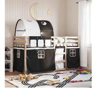 ""Sale juillet""Lit superposé - 1 place - vidaXL - bois de pin massif - blanc et noir - sans matelas - 90 x 190 cm yfi47i