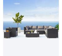 Salento salon de jardin modulable 6 places en résine gris et beige