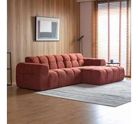 Salford canapé d'angle 3-4 places nuage en velours terracotta