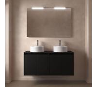 Salgar Meuble de salle de bains NOJA 1200 4 portes BLACK SATIN + plan de toilette