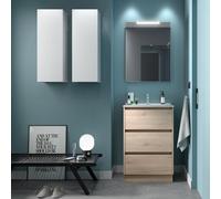 Salgar Meuble de salle de bains NOJA 600 3 tiroirs NATURAL + meuble vasque