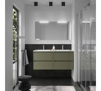 Salgar Mobilier de bain composition NOJA 1200 4 tiroirs SATIN VERT + Lavabo + Miroir