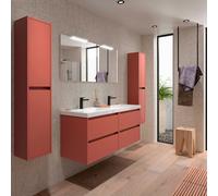 Salgar Noja Meuble bas 1400 4 tiroirs + vasque Red Satin