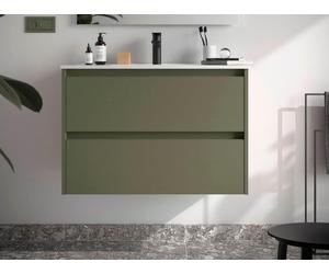 Salgar Noja Meuble bas 800 2 tiroirs + vasque Green Satin