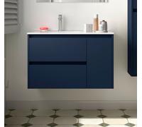 Salgar Noja Meuble bas 850 2 tiroirs 1 porte à droite + vasque Blue Satin