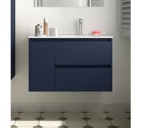 Salgar Noja Meuble bas 850 2 tiroirs 1 porte g + vasque Blue Satin
