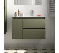 Salgar Noja Meuble bas 850 2 tiroirs 1 porte g + vasque Green Satin