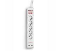SALICRU Multiprises Parafoudre SPS.SAFE 5+ Blanc 5 prises Shuko/FR 12kA câble: 1,5 m fixation murale 2 USB Protection enfant 680BA000002