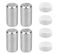 Saliere et poivriere de table set, 4 pièces, mini salières et poivrières en acier inoxydable, avec couvercle, Pour Cuisine, Barbecue en Plein Air, Barbecue, Camping-car, boîtes à lunch, boîtes à bento