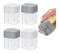 Salière et poivrière en plastique 4 en 1, 4 grilles, distributeur d'épices vide, 4 paquets de grilles, boîte à épices de voyage, pour les voyages, la cuisine, le barbecue (transparent)