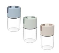 Salière et poivrière en verre, 100 ml, étanche à l'humidité, avec couvercle distributeur d'épices pour cuisine, table de salle à manger et extérieur. Salière avec contrôle de pression (pack 3, bleu,