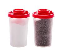 SalièRe Et PoivrièRe RéSistantes à L'Humidité Lot De 2 Grand RéServoir De Sel SalièRes pour Camping, Pique-Nique, ExtéRieur, Cuisine, Voyage avec Couvercles Rouges (2 pc)