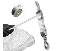 SALIFTFE Système de poulie Block and Tackle - Palan à corde à 4 roues amélioré, puissance de levage 8:1, charge de travail de 998 kg avec corde de 1,6 cm, palan à corde ultra compact pour garage