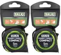 SALKI | Flexomètre |Mètre Ruban de 5 mètres de long avec revêtement en Nylon | Blocage du Ruban | Aimants pour une Mesure Confortable sur les Surfaces Métalliques (Lot de 2)