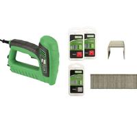 SALKI | Pack Agrafeuse Cloueuse Electrique E-TSK DUAL + 1000 Agrafes 53-10mm + 1000 Agrafes 53-12mm + 1000 Clous Brad 8-15mm | Cloueur 2 en 1 avec Régulateur de Force