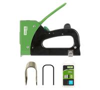 SALKI | Pack Agrafeuse Murale Manuelle Métallique | Outil pour Agrafer Câblage TSK28/36M + Blister de 850 Agrafes 36/12 | Vert