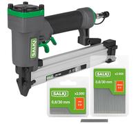 SALKI - Pack Cloueur Pneumatique CSK PB08 + 2 000 Clous Pin 0,8 x 30 mm + 2 000 Clous Brad 0,8 x 30 mm | Pistolet à Clous à Air Comprimé | Agrafeuse pour Travaux de Menuiserie