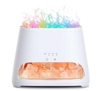 SALKING 2 en 1 Diffuseur d'huiles Essentielles & Lampe en Cristal de Sel Himalaya, 8 Couleurs Diffuseur d'aromathérapie avec Lumière Effet Flamme, arrêt Automatique, sans BPA, 150 ML