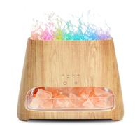 SALKING Diffuseur d’Huiles Essentielles 2 en 1, Lampe en Cristal de Sel de l’Himalaya, Diffuseur d’Aromathérapie 150 ML, 8 Couleurs LED, Lumière Effet Flamme, Arrêt Automatique, sans BPA
