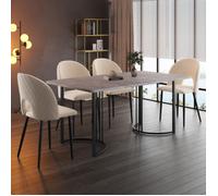 Salle a manger complète moderne, ensemble repas 140 x 80 cm, table de cuisine moderne avec 4 chaises en velours,Beige