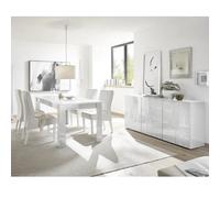 Salle à manger complète moderne laqué blanc SARA (Buffet + Table)