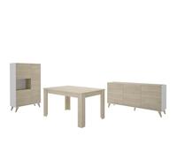 Salle à manger complète, Table à manger extensible + buffet à 3 portes + vitrine