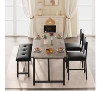 Salle a manger complete - Table cuisine et 2 chaises avec 1 banc - industriel - pour cuisine,Salle a manger gris