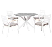 Salle à Manger de Jardin 4 Places Table Effet Marbre et Chaises en Aluminium Bla